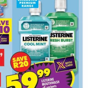 Mouthwash listerine  at Shoprite