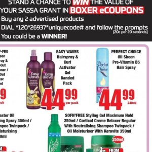 Hair spray at Boxer Superstores