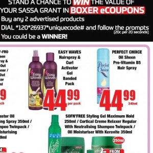 Hair spray at Boxer Superstores