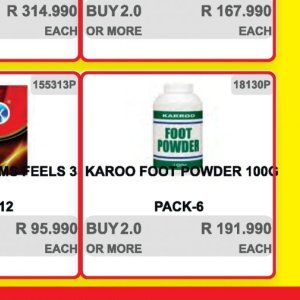 Foot powder at Kit Kat Cash&Carry