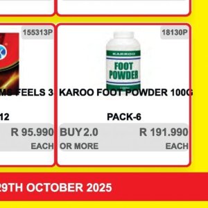 Foot powder at Kit Kat Cash&Carry