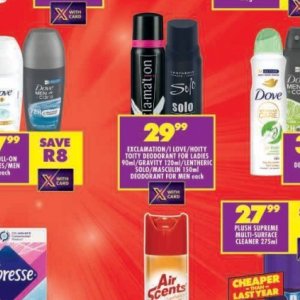 Deodorant dove  at Shoprite