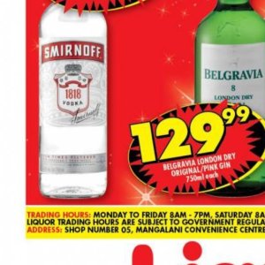 Vodka smirnoff  at Shoprite