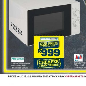 microwave oven price at pick n pay