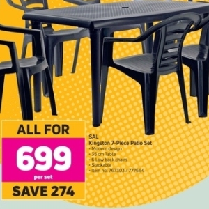 Plastic table and chairs at game store new arrivals