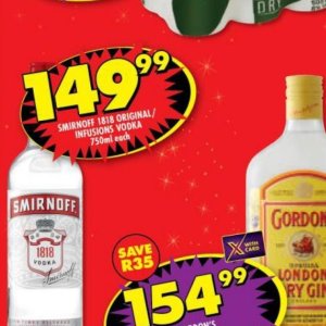 Vodka smirnoff  at Shoprite