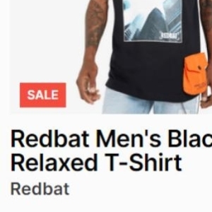 Redbat athletics men's black relaxed t-shirt offer at Sportscene