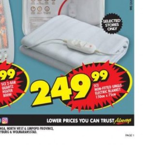 Electric blanket shoprite price sale