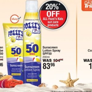Sunscreen lotion at Dis-Chem Pharmacies