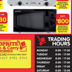Microwave oven at Shoprite