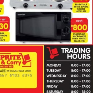 Microwave oven at Shoprite