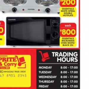 Microwave oven at Shoprite