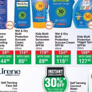 Sunscreen lotion at Dis-Chem Pharmacies