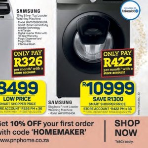 Washing machine samsung  at Pick n Pay Hyper