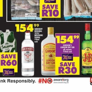 Vodka smirnoff  at Shoprite
