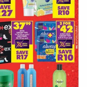 Sanitary pads at Shoprite