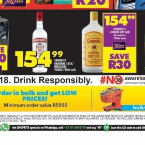 Vodka smirnoff  at Shoprite