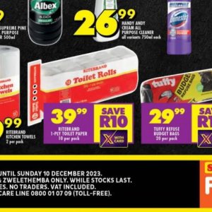 Toilet rolls at Shoprite