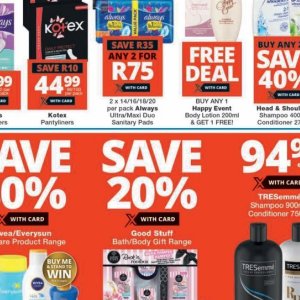 Sanitary pads at Checkers