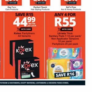 Tampons deals at Clicks valid to 07.09