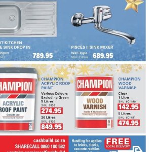 Champion High Gloss Enamel White 1l, CHAMPION - Cashbuild